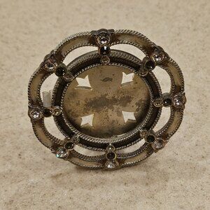 JAY STRONGWATER SCROLLED RIBBON BOW CRYSTAL JEWELED ENAMEL ROUND FRAME